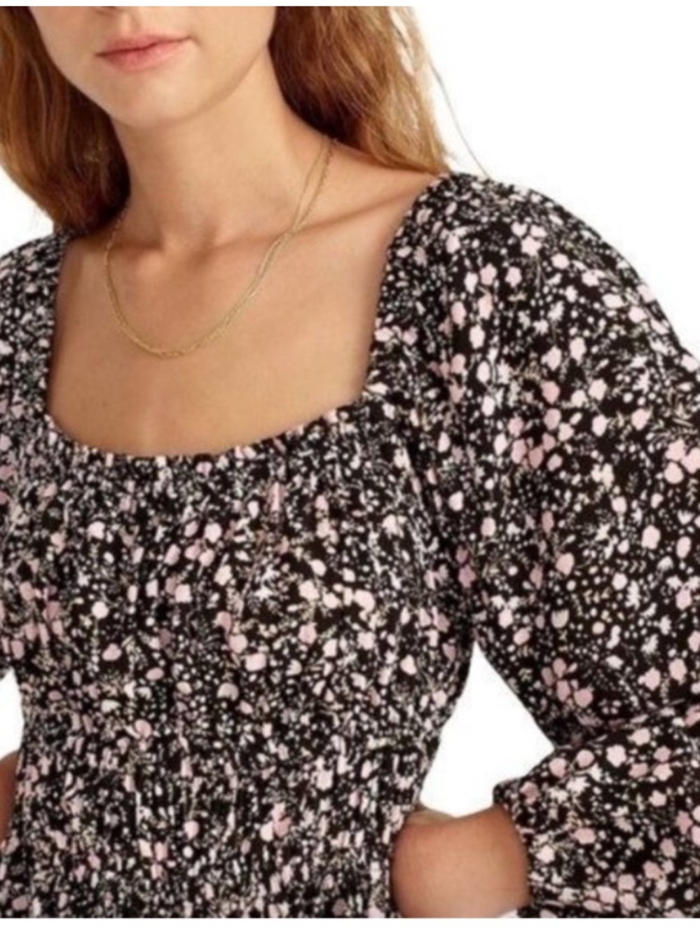 J.Crew Puff-Sleeve Drapey Crepe Top in Fall Garden Floral